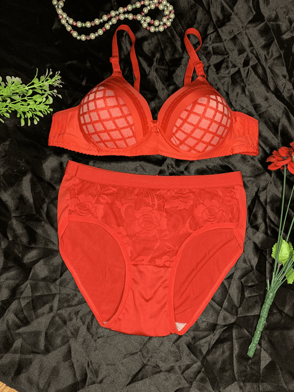 Scarlet Plaid Padded Lingerie Set