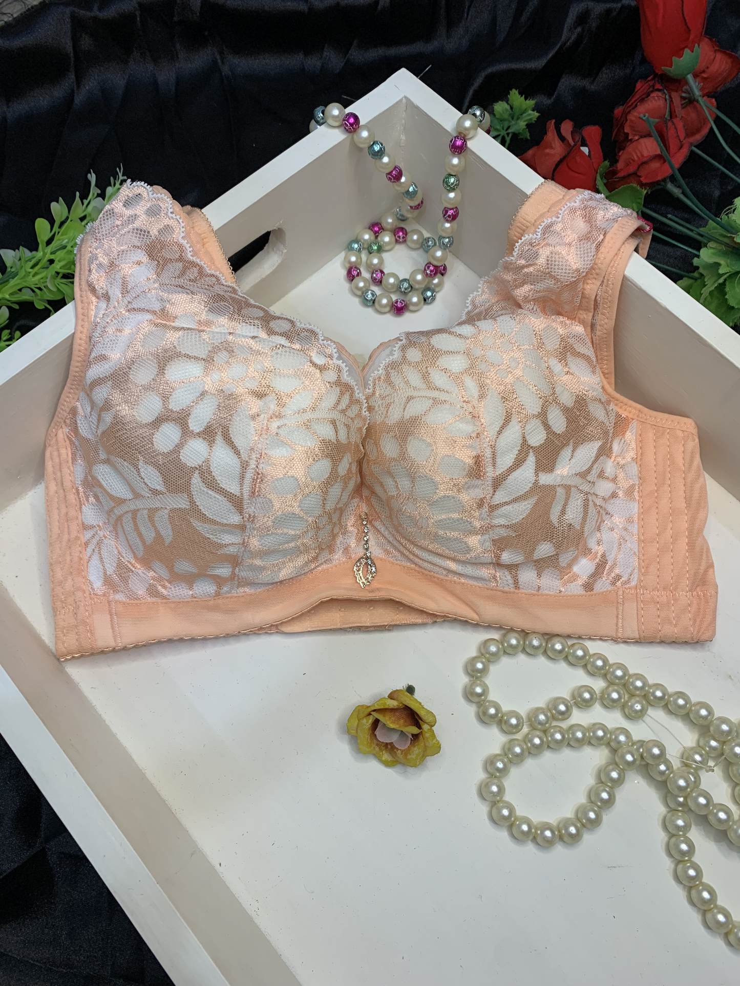 Crimson Mesh Padded Shape Bra