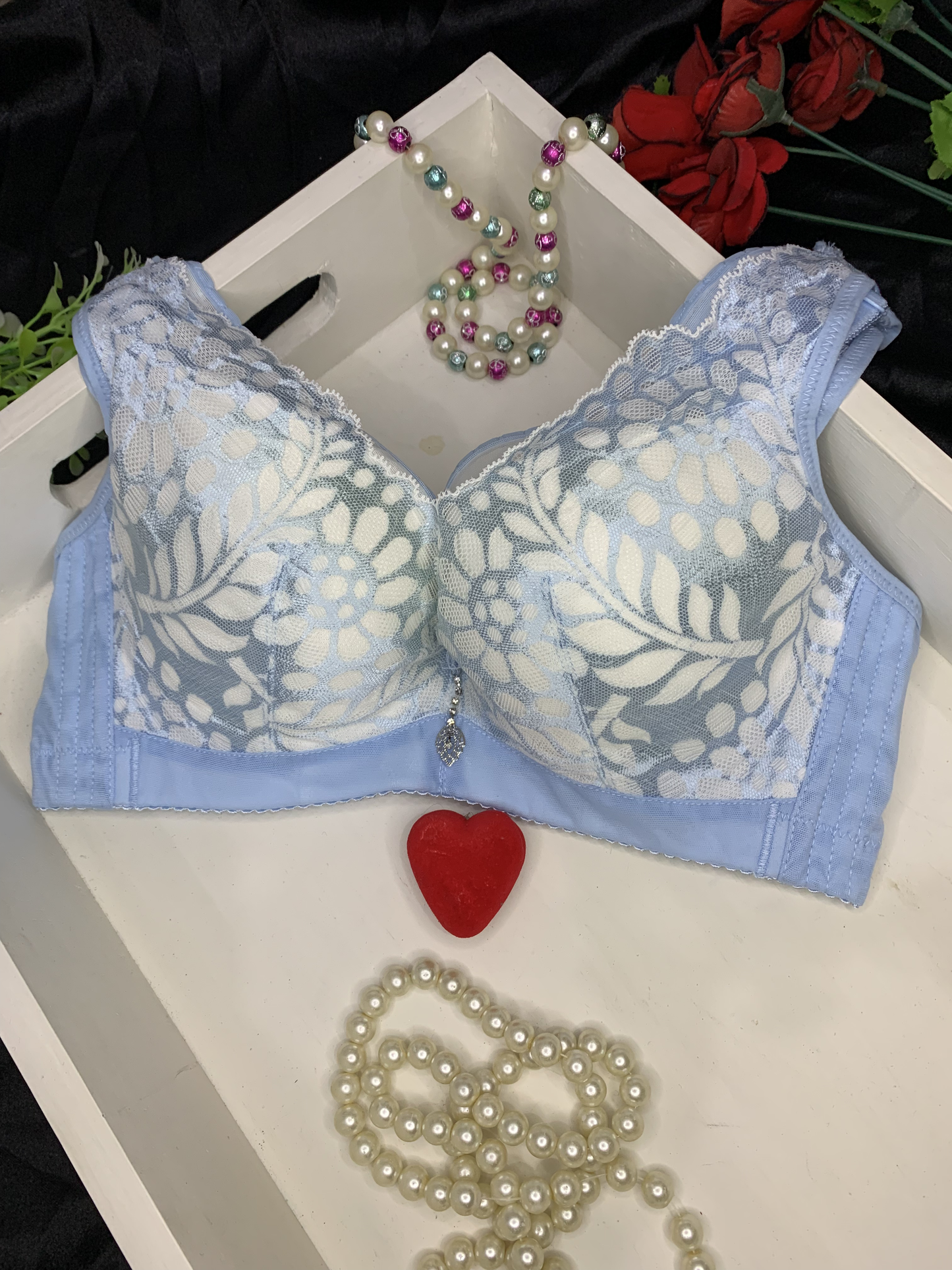 Crimson Mesh Padded Shape Bra