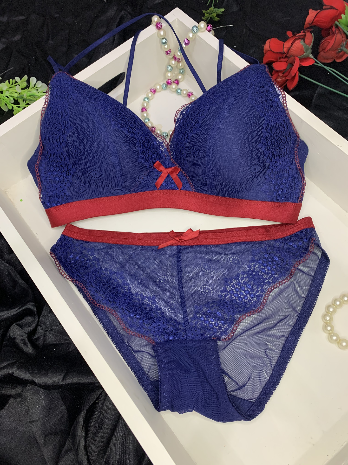 Midnight Kiss Contrast Lingerie Set