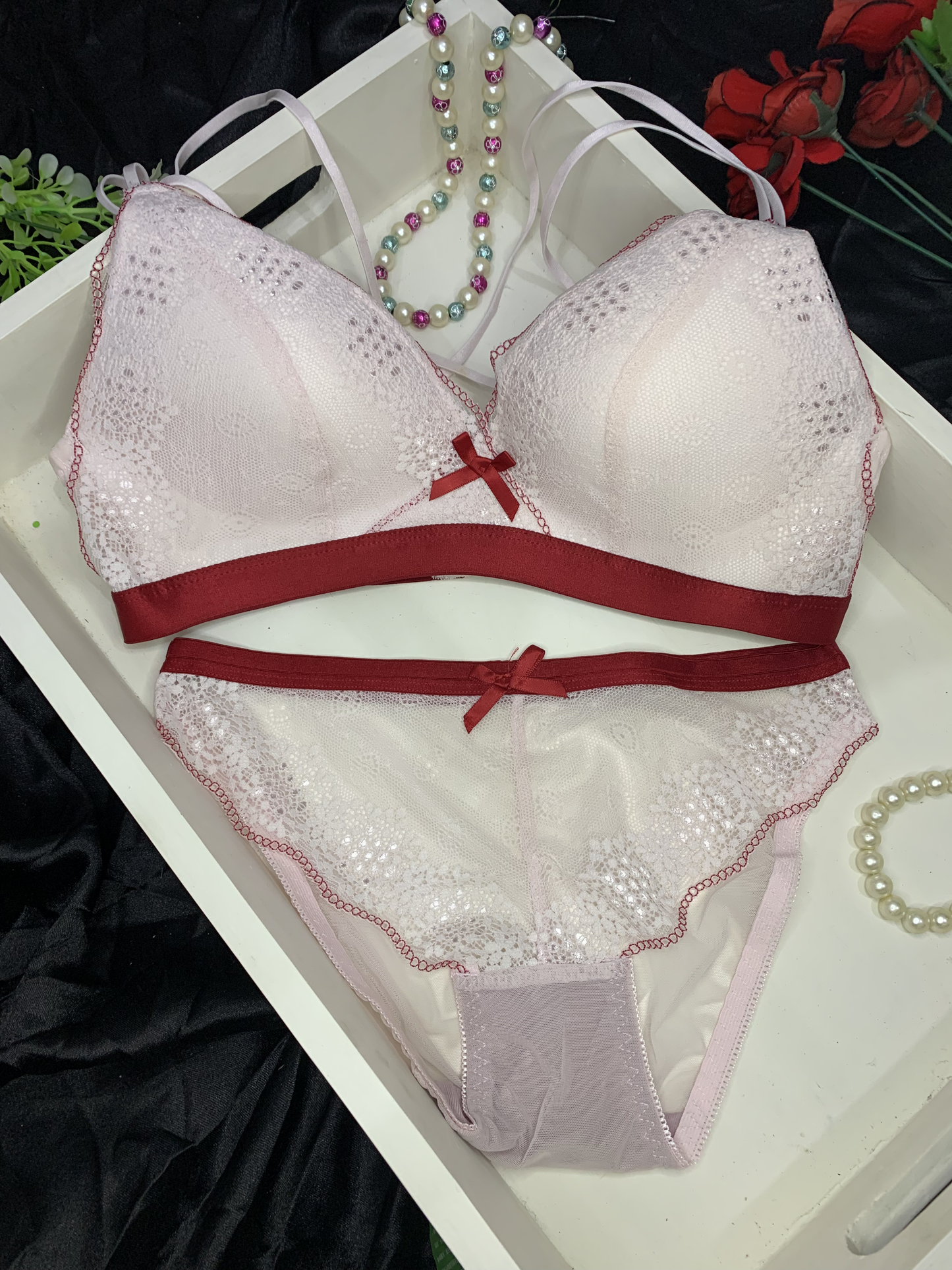 Midnight Kiss Contrast Lingerie Set